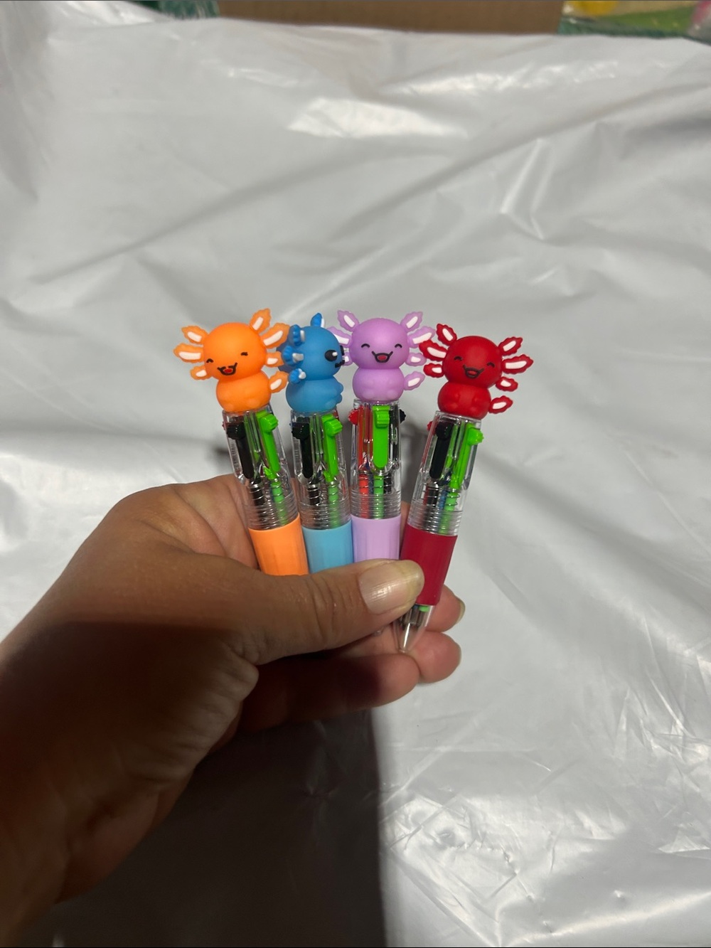 Cute Multi-Color Kids Multi-Ink Ballpoint Pens - Orange, Blue, Purple, Red